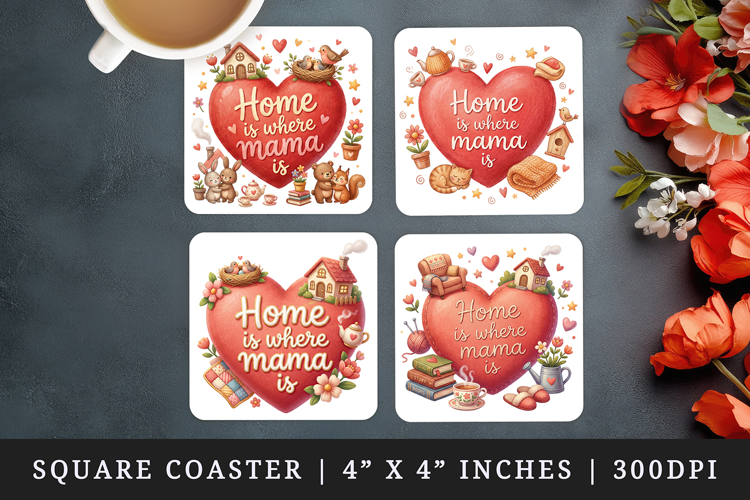 Mama square coaster sublimation, coasters design
