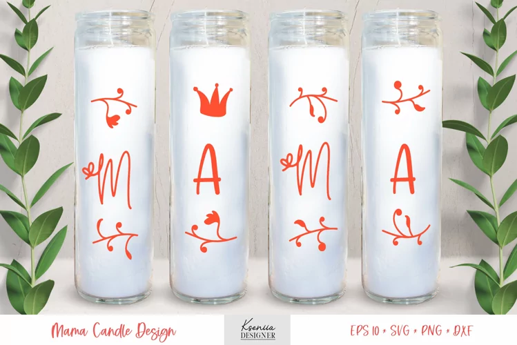 Queen Crown for Mama SVG | Vertical Floral Tall Glass Candle