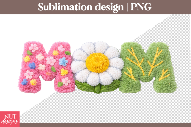 Mama Sublimation Latch Hook yarn Mom Floral Puff Mothers Day