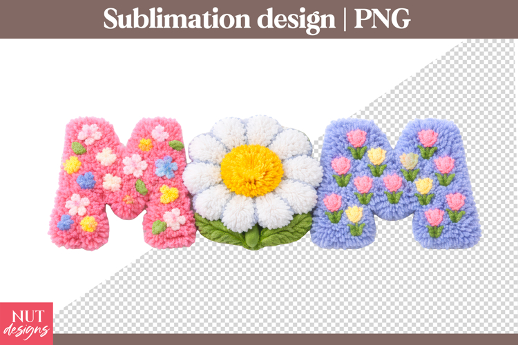 Mama Sublimation Latch Hook yarn Mom Floral Puff Mothers Day