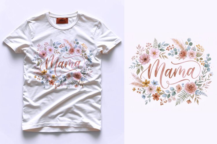 T shirt Mothers Day greeting card design watercolor floral w example image 1