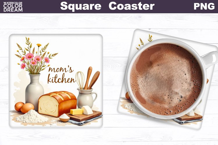 Moms Kitchen Square Coaster | Mothers Day Coaster