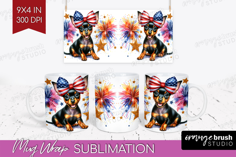 Manchester Terrier Dog Mug Wrap Patriotic Dog Mug PNG