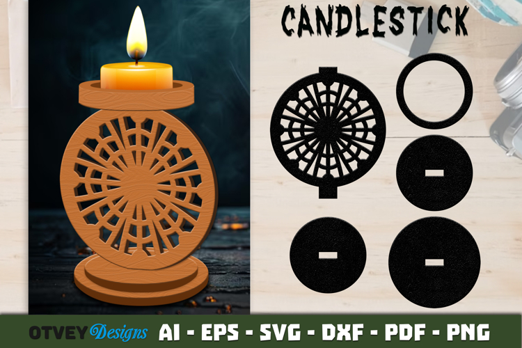 Mandala Candlestick | Laser Cut Candle Holder
