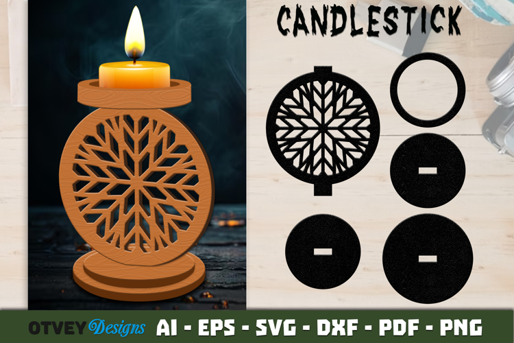 Mandala Candlestick | Laser Cut Candle Holder