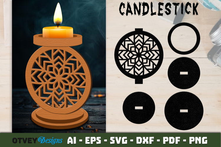 Mandala Candlestick | Laser Cut Candle Holder