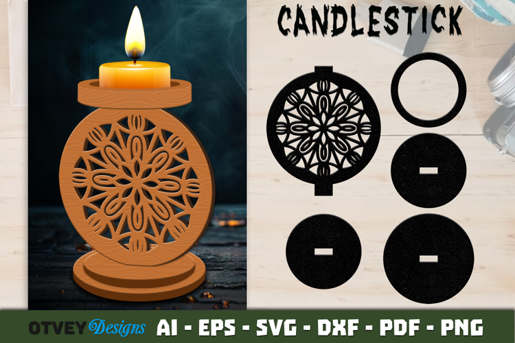 Mandala Candlestick | Laser Cut Candle Holder