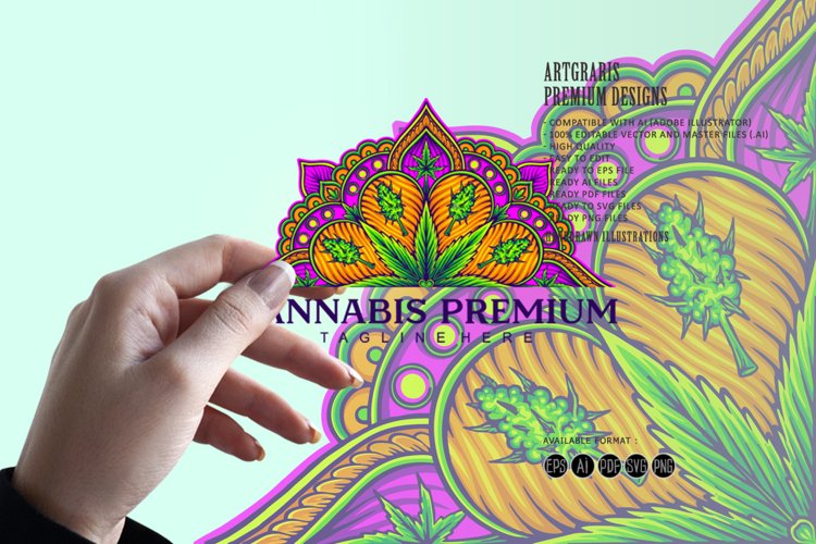 Mandala cannabis ornament middle eastern geometry example image 1