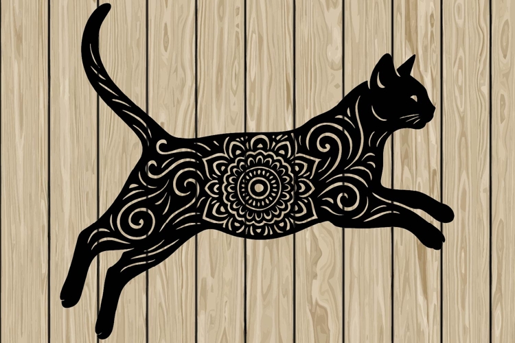Cat mandala stencil silhouette SVG