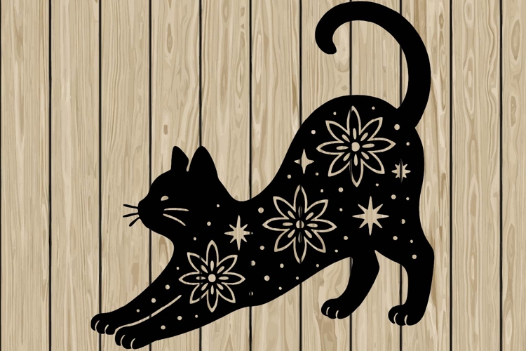 Cat mandala stencil silhouette SVG