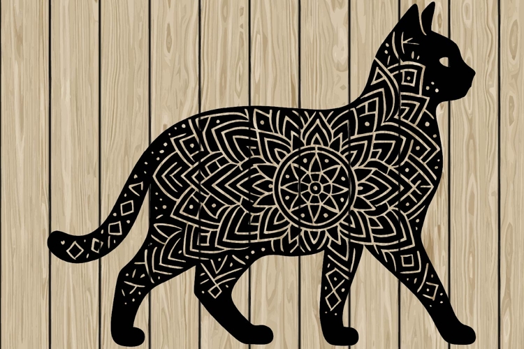 Cat mandala stencil silhouette SVG