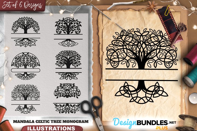 Mandala Celtic Tree Monogram Illustrations example image 1