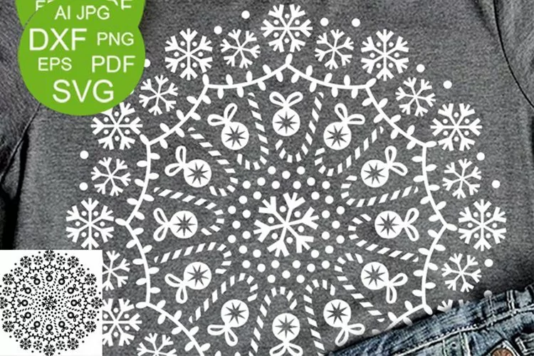 Christmas Mandala clip art Snowflakes SVG files for Cricut