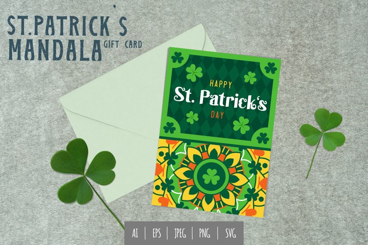 Happy St. Patricks Day   Colorful Mandala A5 Greeting Card