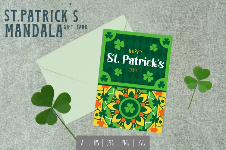 Happy St. Patrick's Day & Colorful Mandala A5 Greeting Card