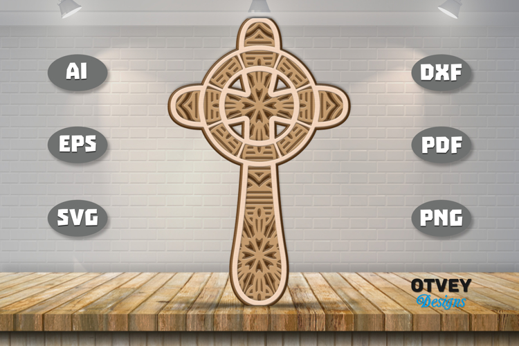 Mandala Cross Wall Art Panel Laser Cut | Decorative Wooden