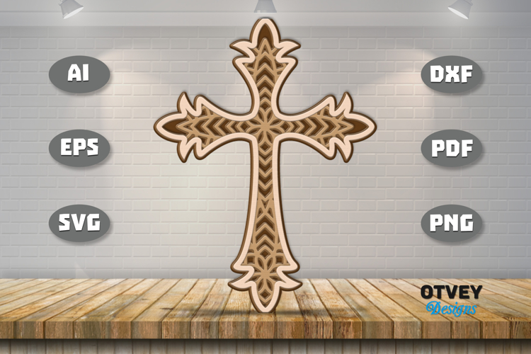 Mandala Cross Wall Art Panel Laser Cut | Decorative Wooden
