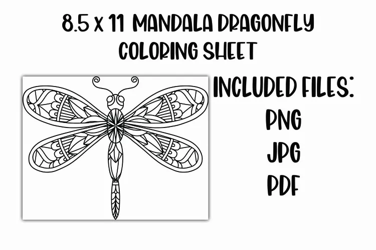 Mandala Dragonfly Coloring Sheet