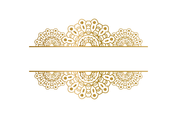 Mandala floral frame art gold ornament graphic