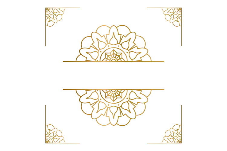 Mandala floral frame gold decorative element art