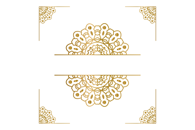 Mandala floral frame gold decorative element isolated