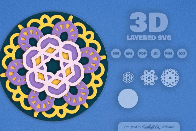 Mandala Layered Laser Cut SVG