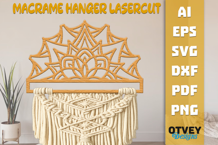 Mandala Macrame Hanger | Laser Cut Wooden Wall Decor