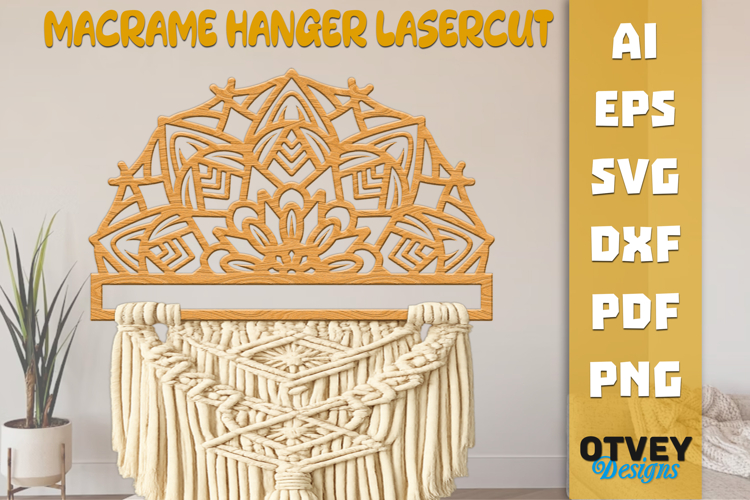 Mandala Macrame Hanger | Laser Cut Wooden Wall Decor
