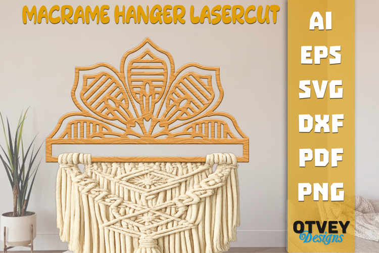 Mandala Macrame Hanger | Laser Cut Wooden Wall Decor