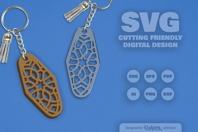 Mandala Motel Keychain Laser Cut SVG