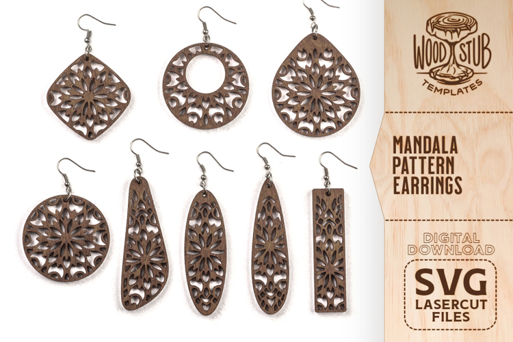 Mandala Earrings SVG, Mandala Dangles, Earrings SVG