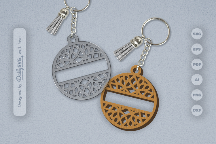 Mandala Split Custom Keychain Laser Cut