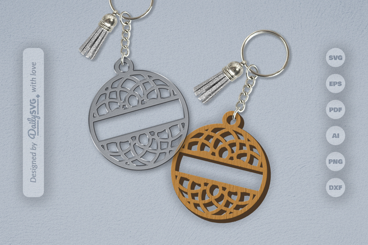 Mandala Split Custom Keychain Laser Cut