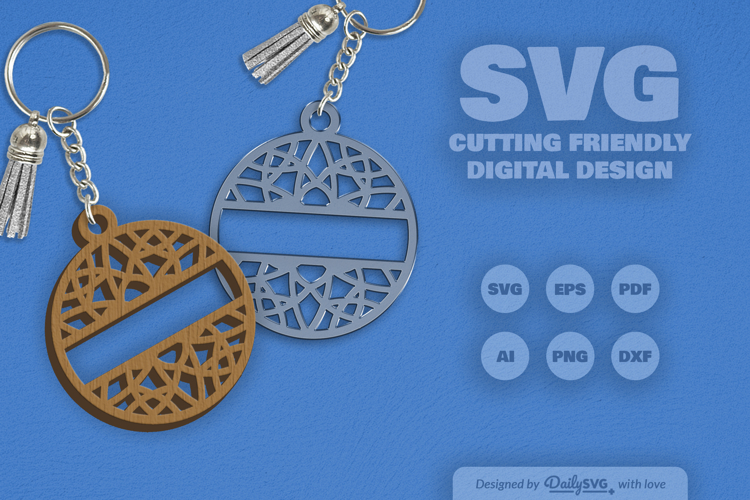 Mandala Split Custom Keychain Laser Cut