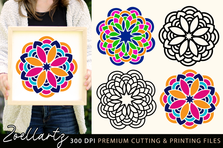 4 Floral Mandala SVG Cut Files Flower Mandala Illustration