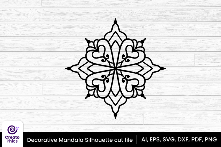 Decorative mandala SVG silhouette | floral laser cut file