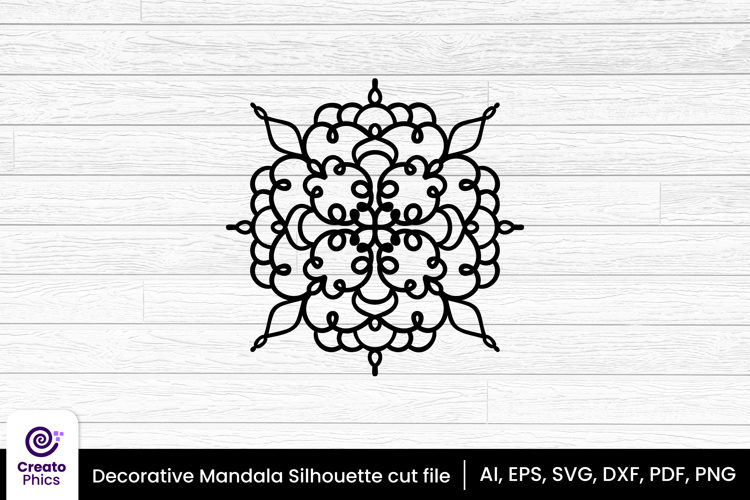 Decorative mandala SVG silhouette | floral laser cut file