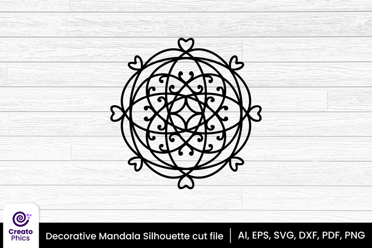 Decorative mandala SVG silhouette | floral laser cut file