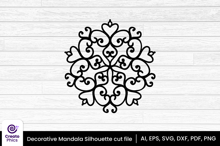 Decorative mandala SVG silhouette | floral laser cut file