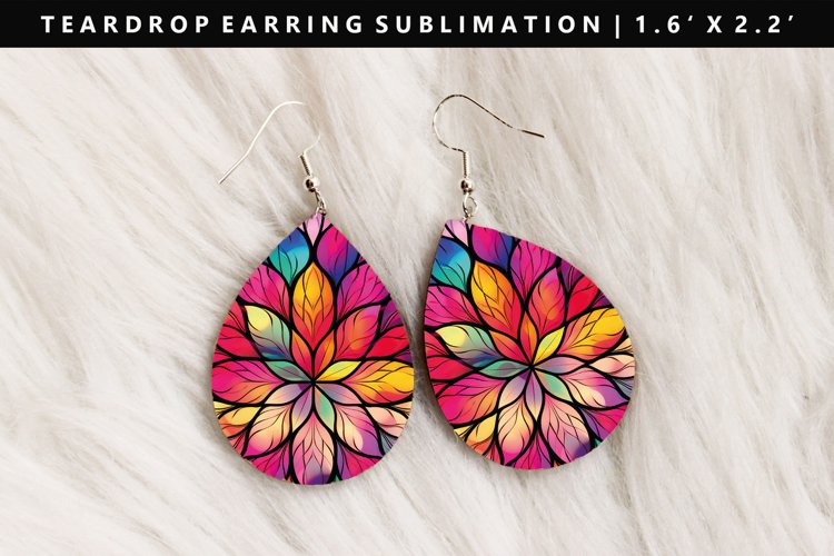 Mandala Teardrop Earring Sublimation PNG Design