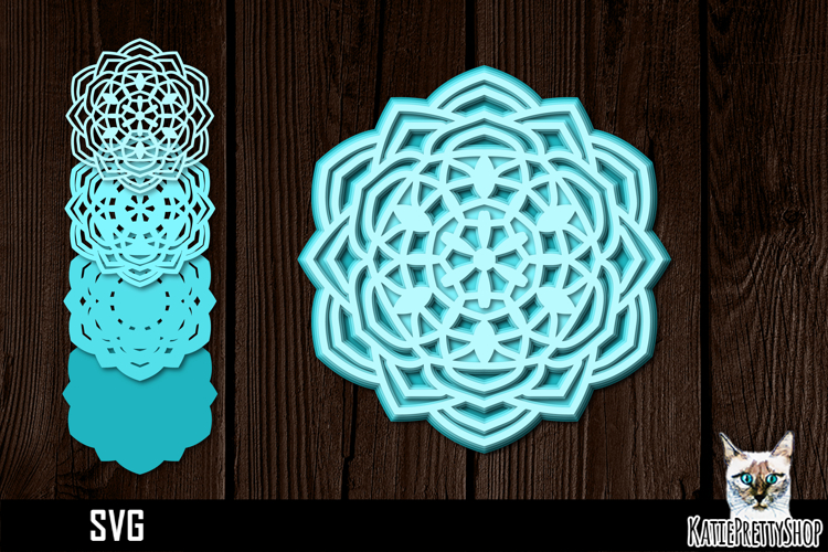 3d layered mandala svg, layered paper cut