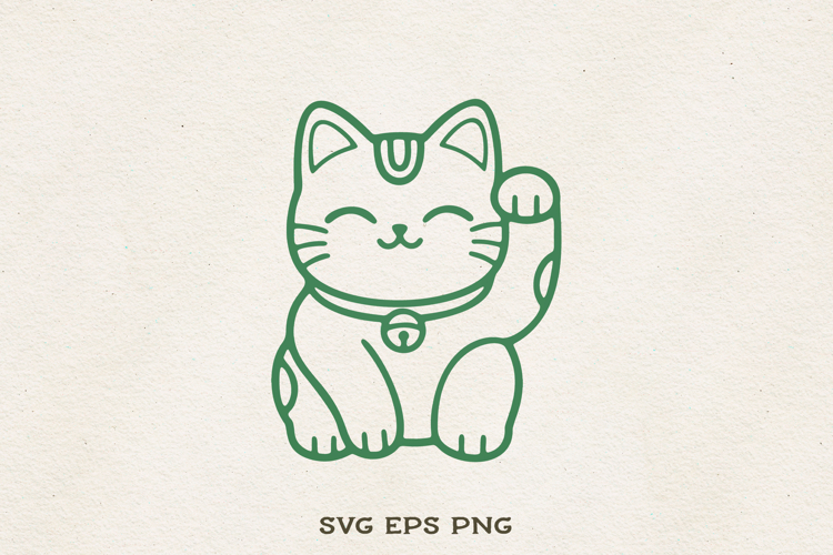 Maneki Neko SVG | Lucky Cat Line Art | Japanese Fortune Cat