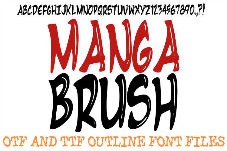 Manga Brush Alphabet Font Lettering ABC Brush OTF TTF Type