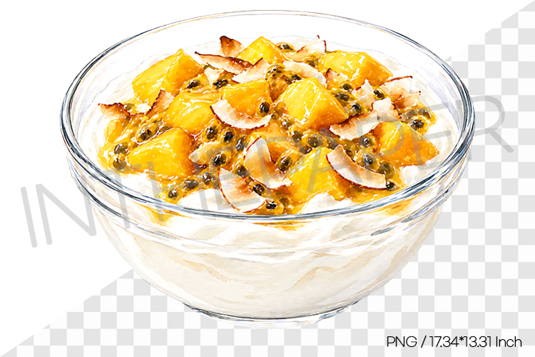 Mango Passionfruit Coconut Yogurt PNG Clipart Watercolor