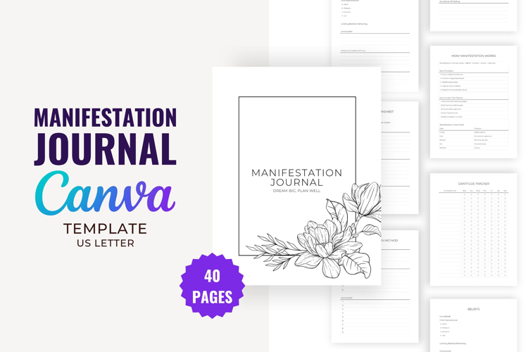 Manifestation Journal | Editable Canva Template