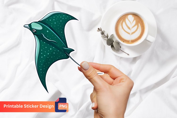 Manta Ray Sticker, Manta Ray Wall Art Sticker, Animal Art example image 1