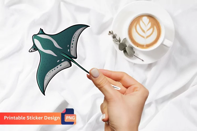 Manta Ray Sticker, Manta Ray Wall Art Sticker, Animal Art