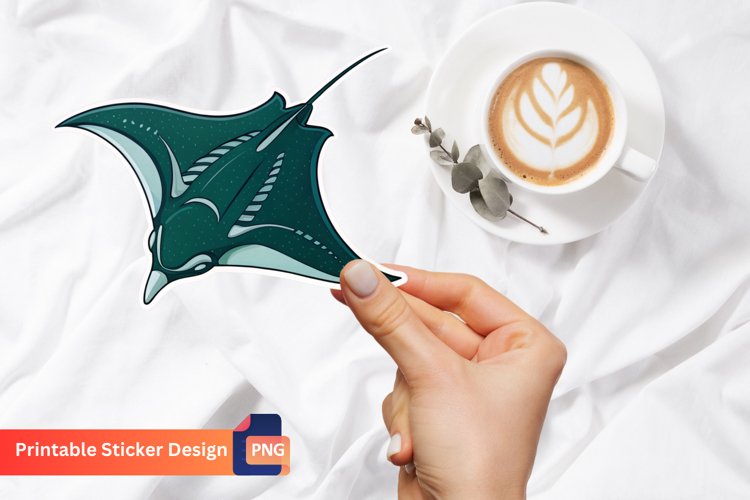 Manta Ray Sticker, Manta Ray Wall Art Sticker, Animal Art example image 1