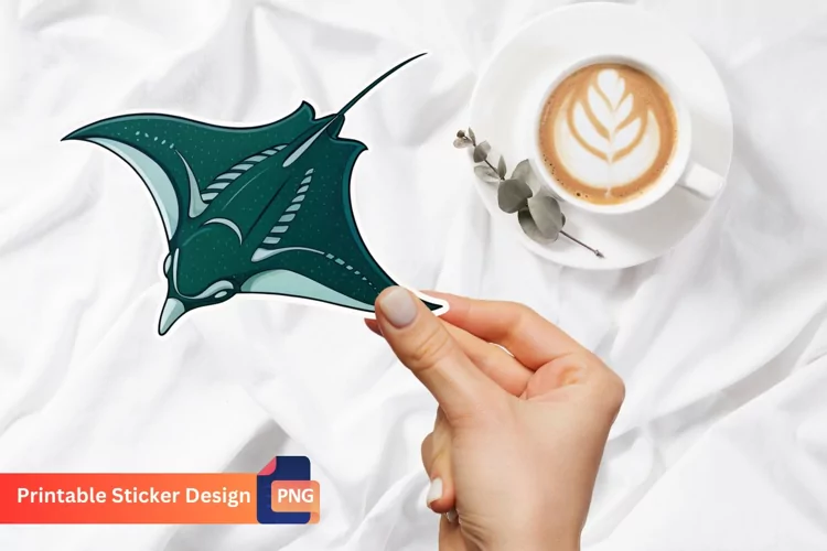 Manta Ray Sticker, Manta Ray Wall Art Sticker, Animal Art