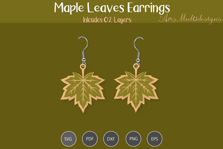 Maple Leaves Earrings SVG example image 1